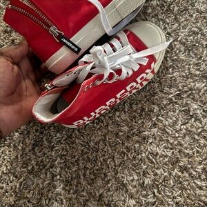 Burberry Kids Red and White Sneakers